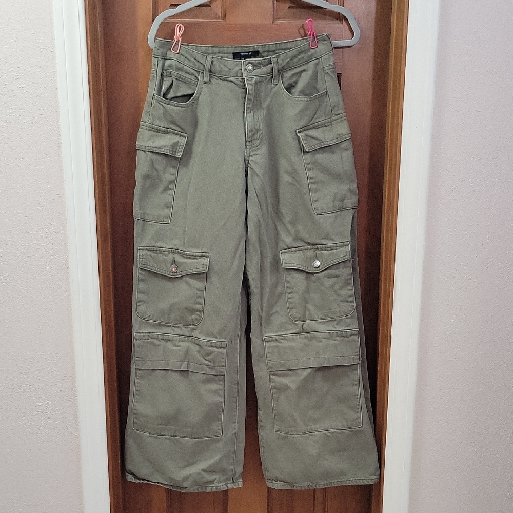 Forever 21 Olive Green Wide Leg Pants